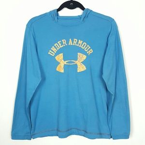Under Armour Blue Orange Long Sleeve Hoodie YXL